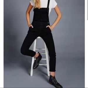 Free People black denim overalls